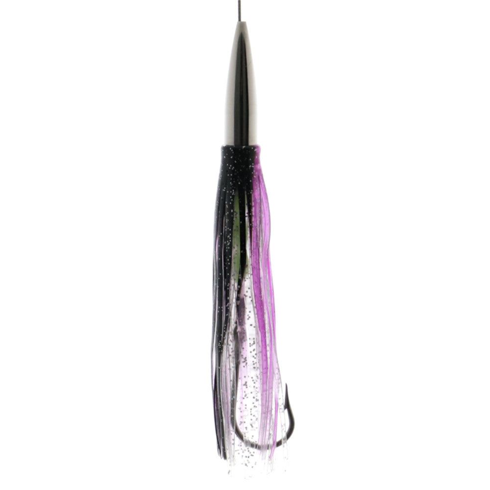 Epic Axis Jr. Stainless Steel Lure Black Purple Rigged