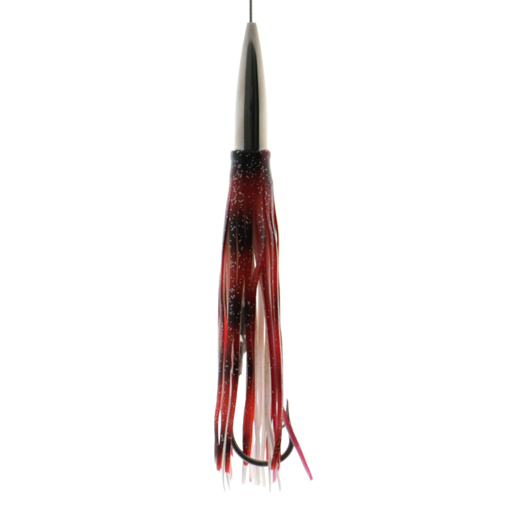 Epic Axis Jr. Stainless Steel Lure Black Red Rigged