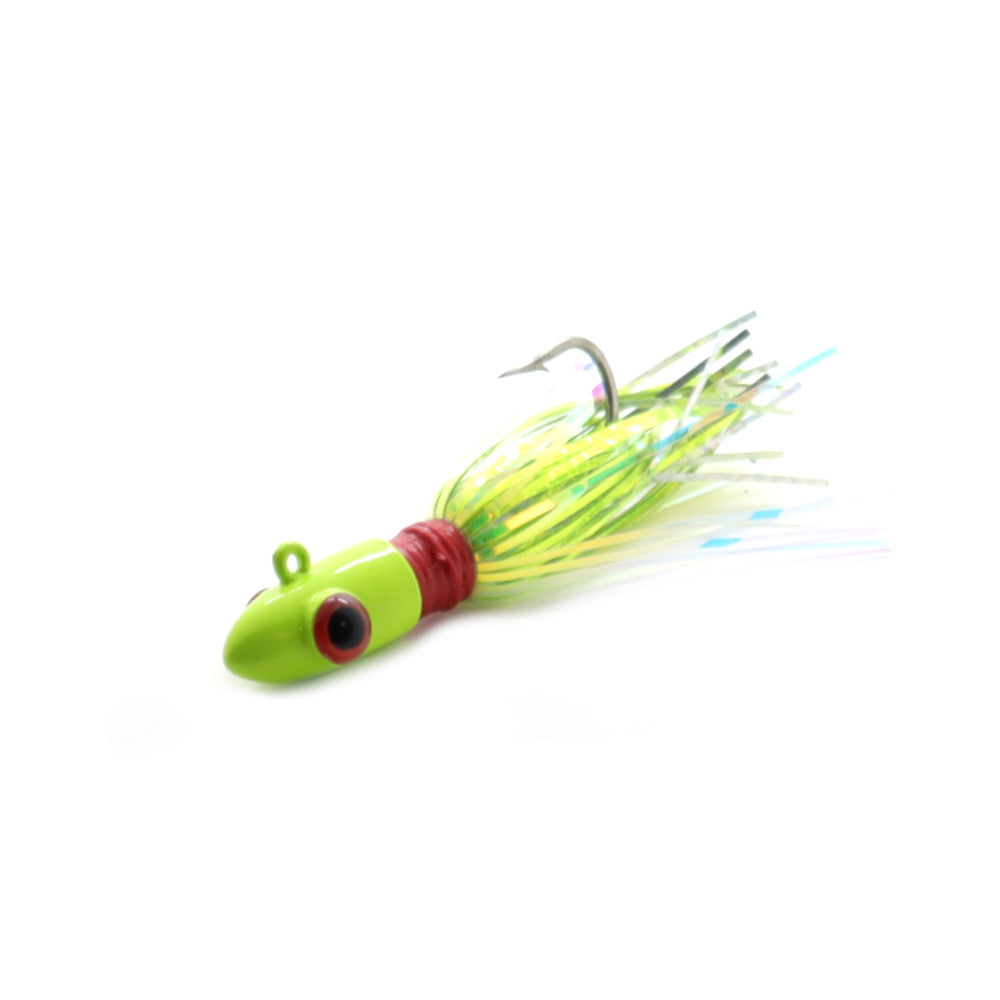 Blue Water Candy Spire Mylar Bucktail Jig Chartreuse