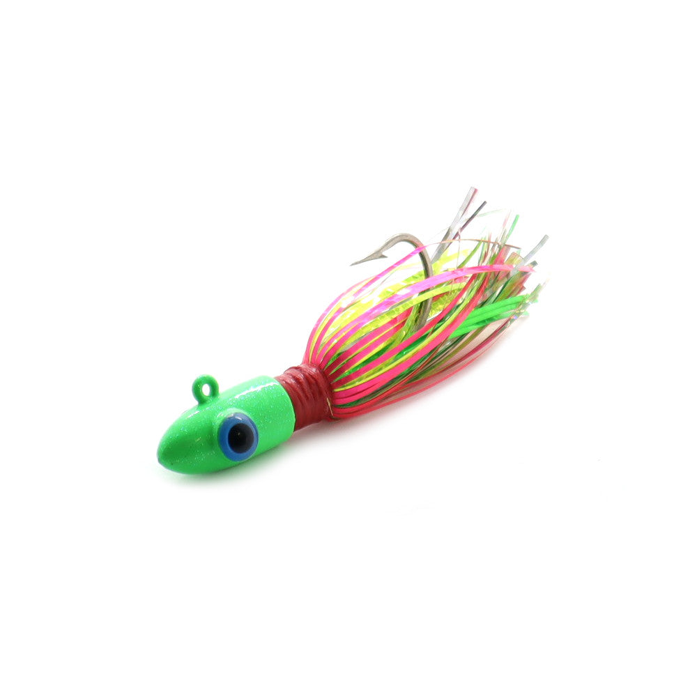 Blue Water Candy Spire Mylar Bucktail Green Pink
