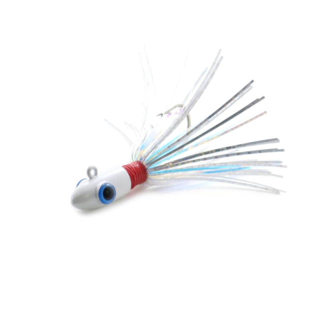 Blue Water Candy Spire Mylar Bucktail Jig White