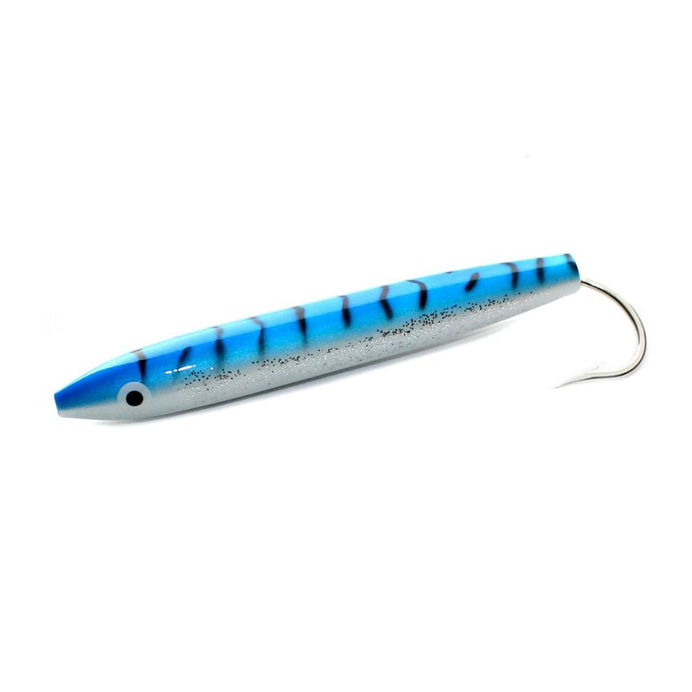 Rigged Cedar Plug Sea Striker Blue White Sparkle