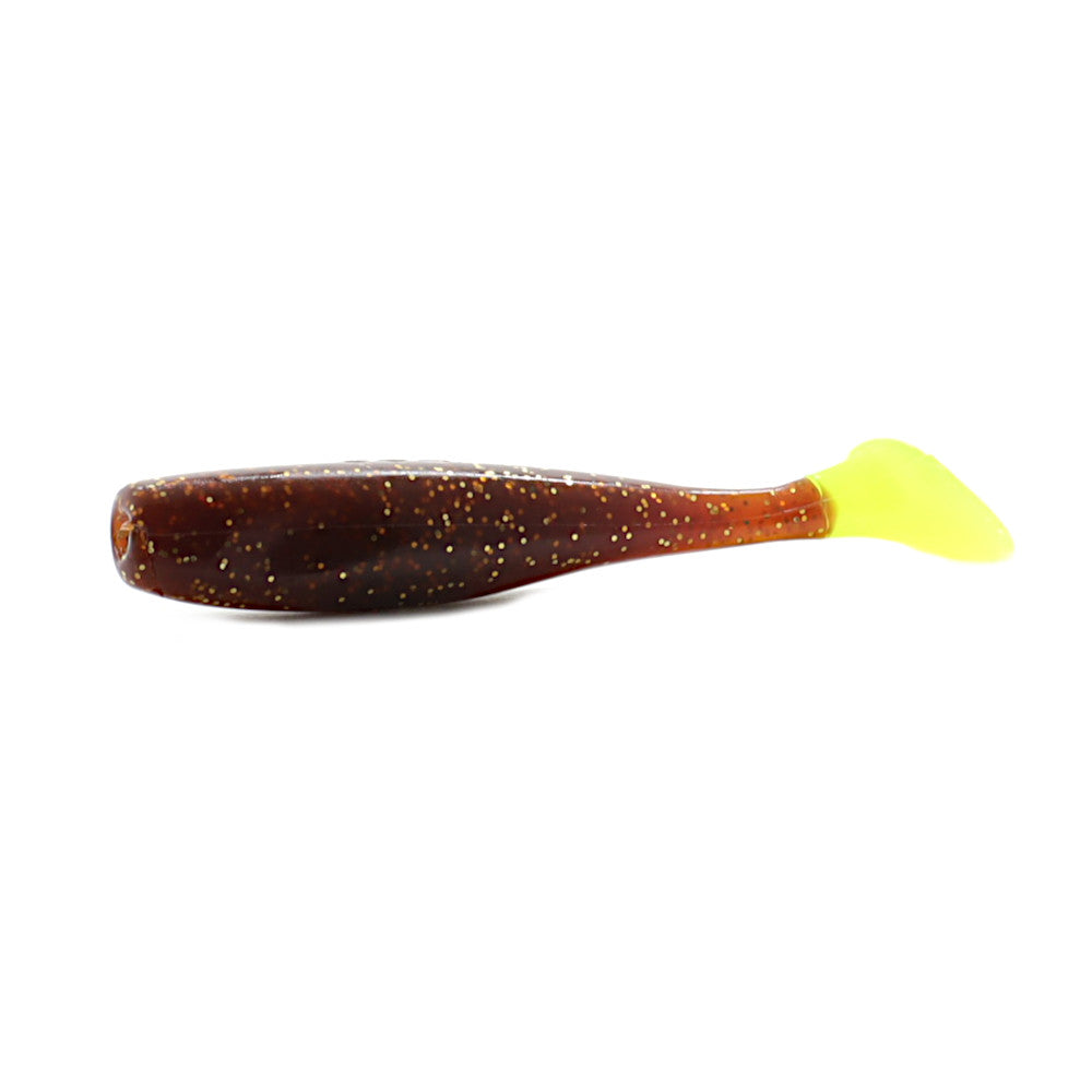 DOA CAL Shad Tail Rootbeer Chartreuse