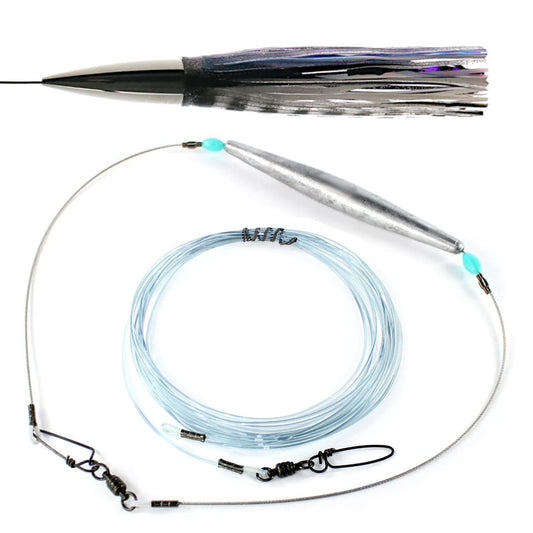 Stainless steel wahoo trolling lure kit black white purple