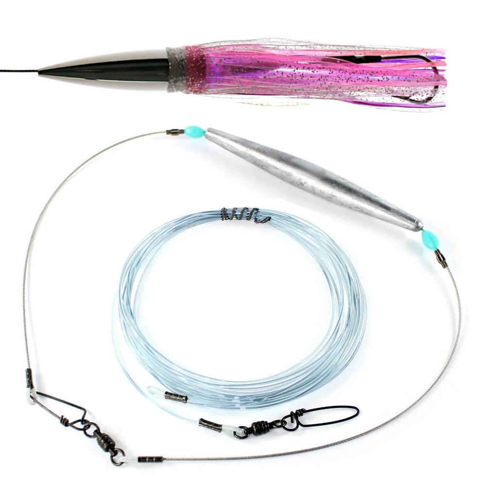 Stainless steel wahoo trolling lure kit pink clear