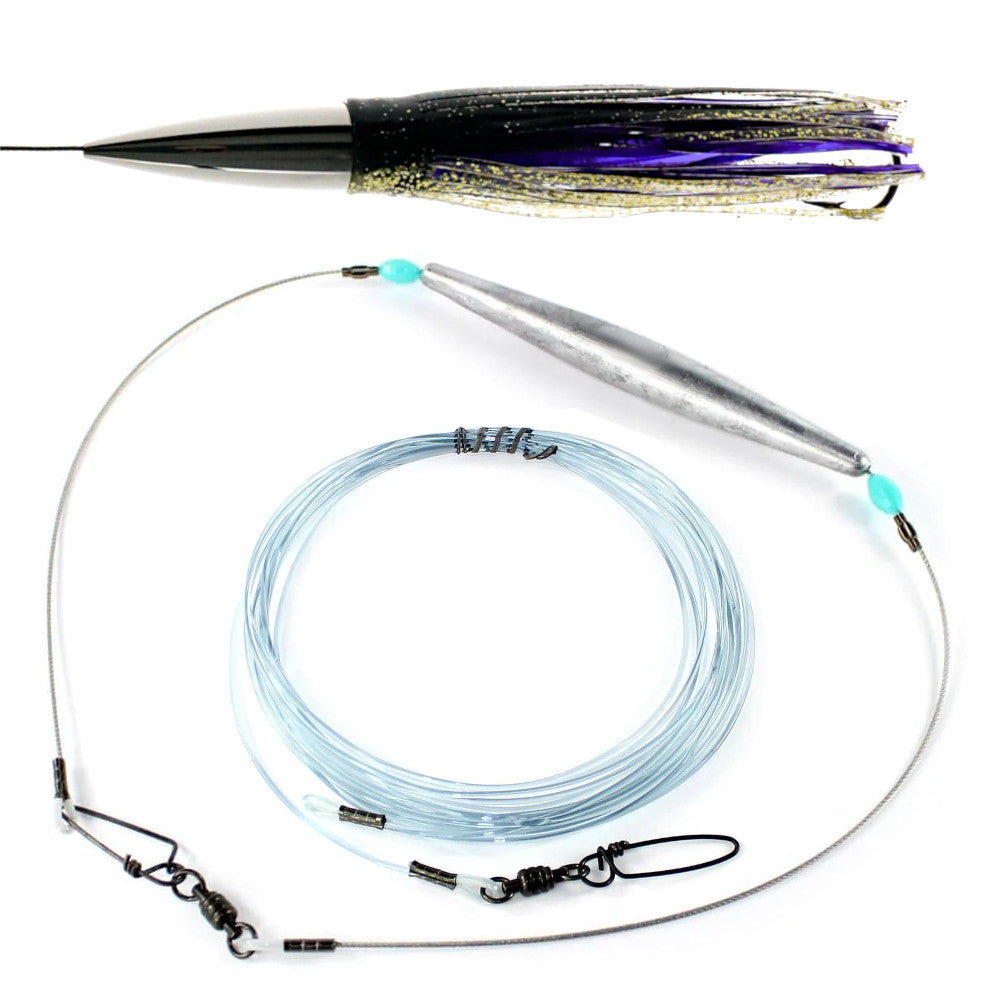 Stainless steel wahoo trolling lure kit purple black gold