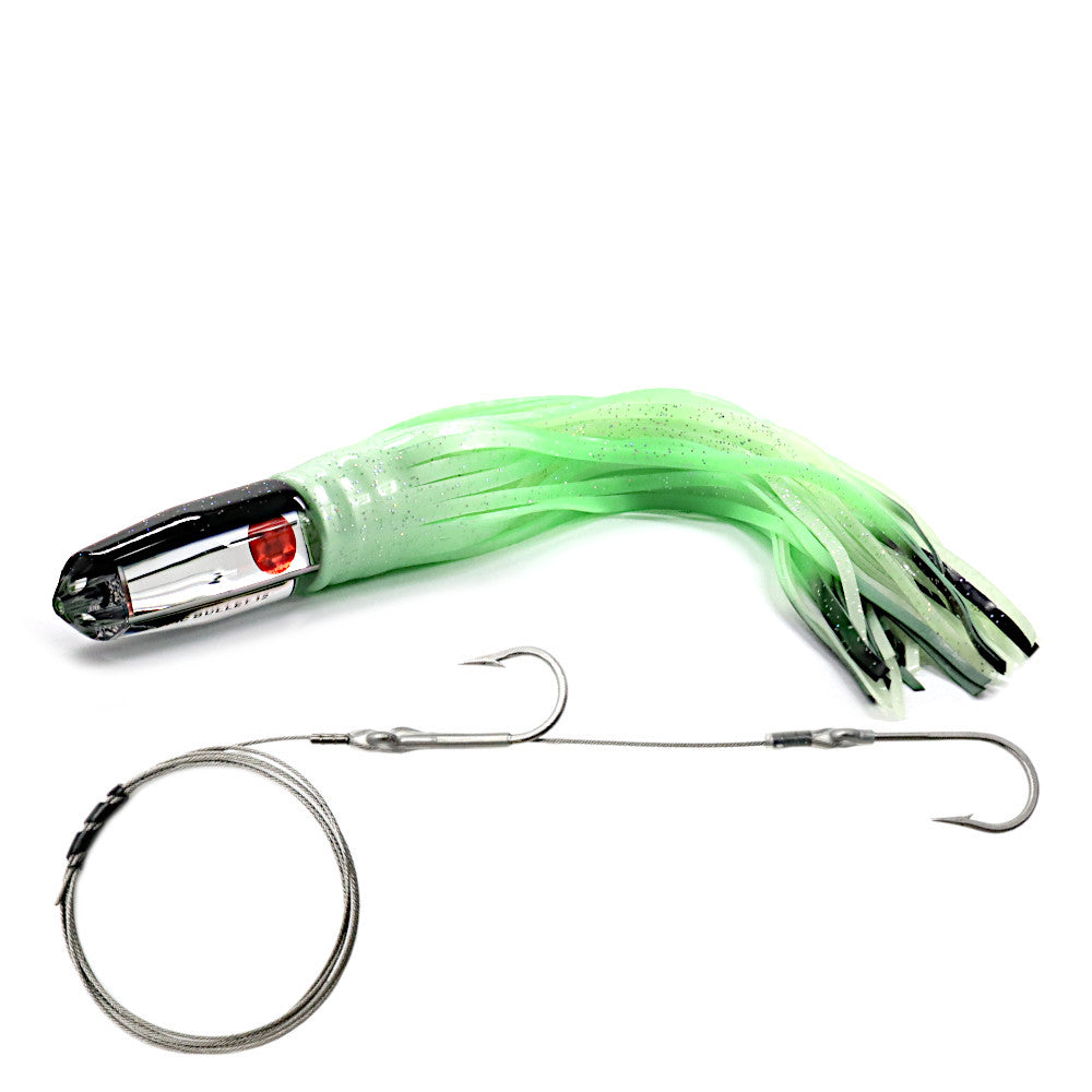 epic black mirror series wahoo lure jetted head super glow skirts rigged
