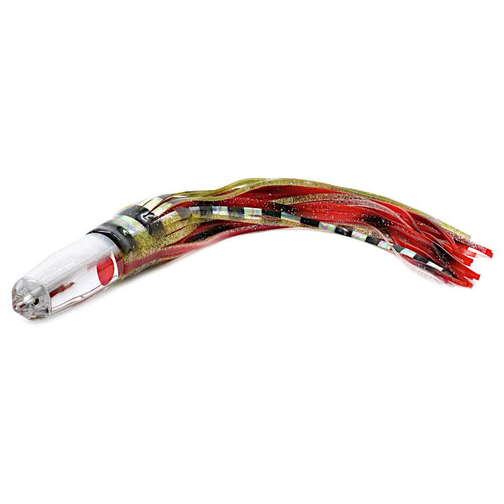 Epic Bullet 12 Wahoo Trolling Lure Black Red Gold Foil Crystal Mirror