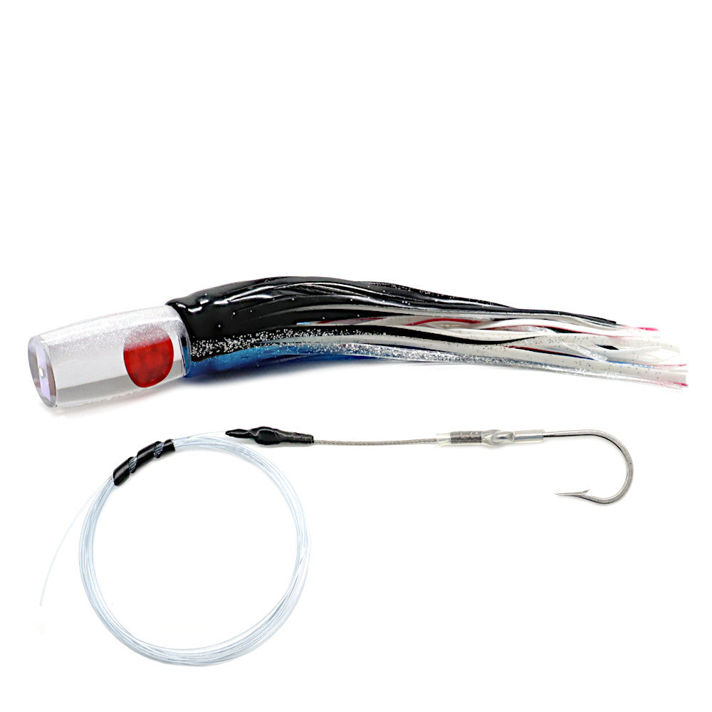 Epic Flat Face Trolling Lure Black Blue Rigged