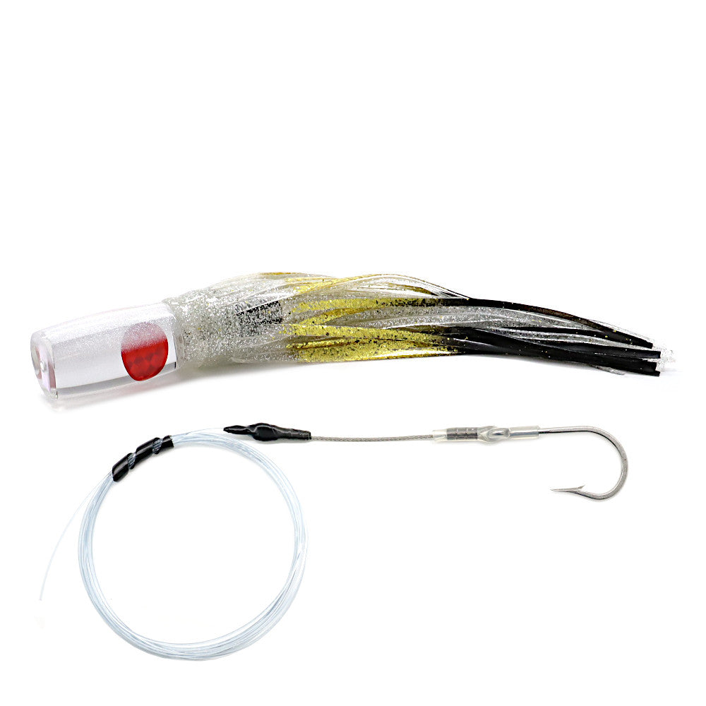 Epic Flat Face Trolling Lure Silver Gold Black Rigged