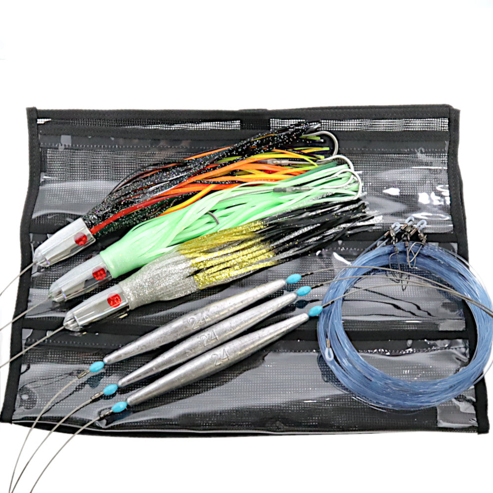 Epic Wahoo Trolling Lure Kit with Weights Shock Leaders