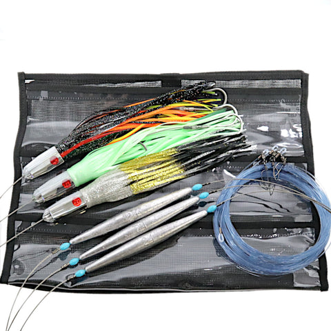 Epic Wahoo Trolling Lure Kit with Weights Shock Leaders