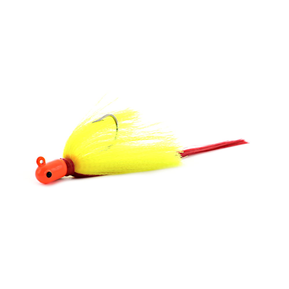 R and R Flarehawk Bucktail Jig Orange Chartreuse Red