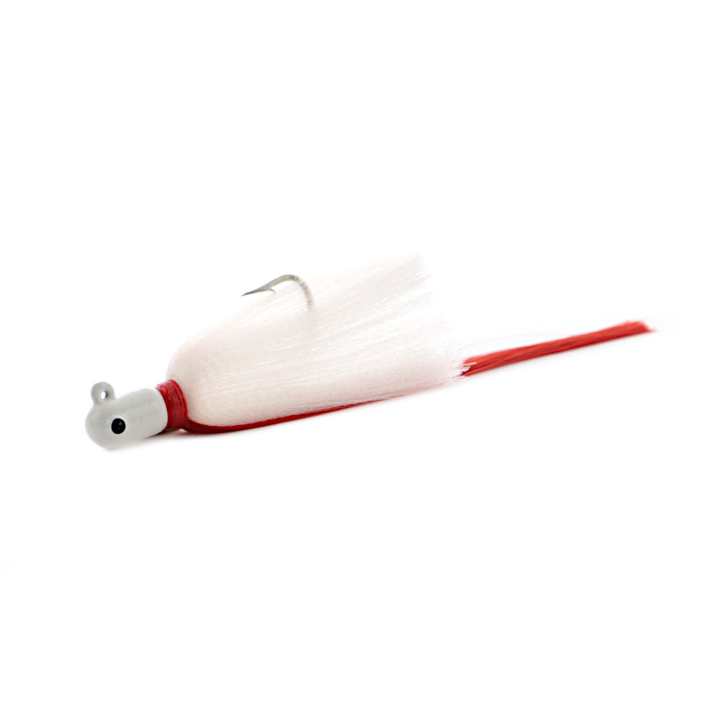 R and R Flarehawk Bucktail Jig White Red