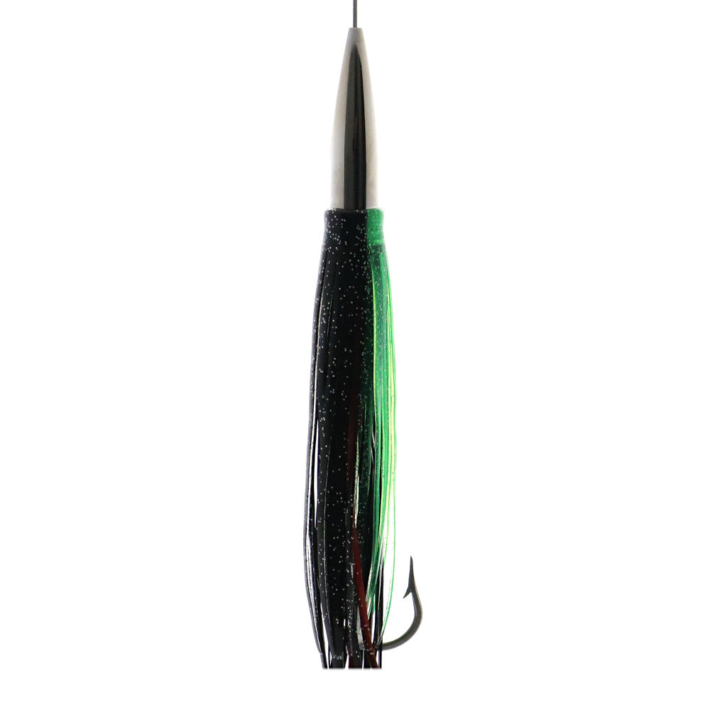 Epic Axis Jr. Stainless Steel Lure Black Green Rigged