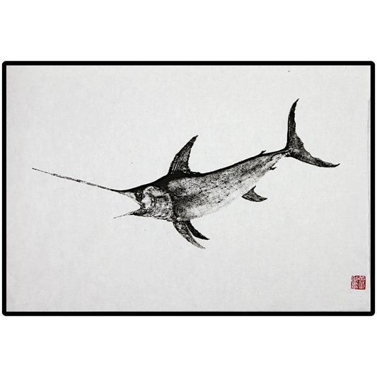 Swordfish Gyotaku Artwork Print by Dwight Hwang