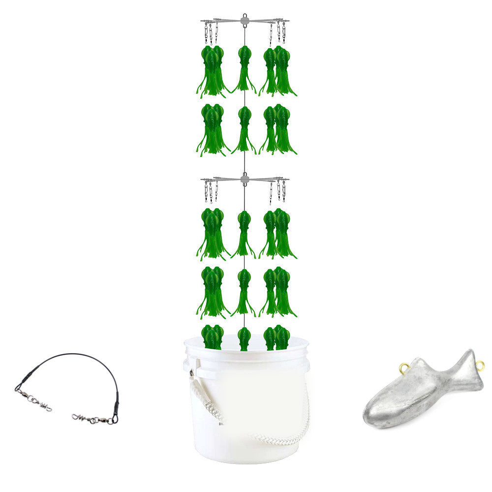 Epic Fishing Co Bucket Dredge - 29 Phat Squids - Green