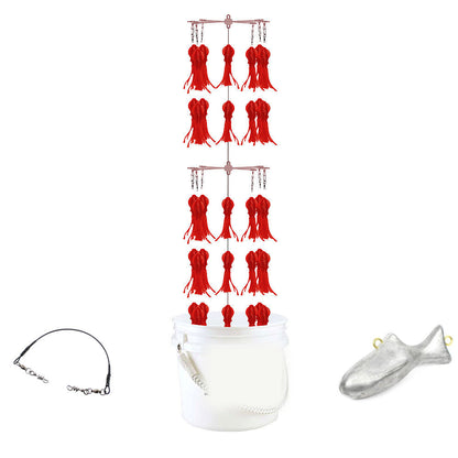 Epic Fishing Co Bucket Dredge - 29 Phat Squids - Red