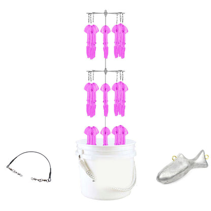 Epic Fishing Co Bucket Dredge - 22 Squids - Pink