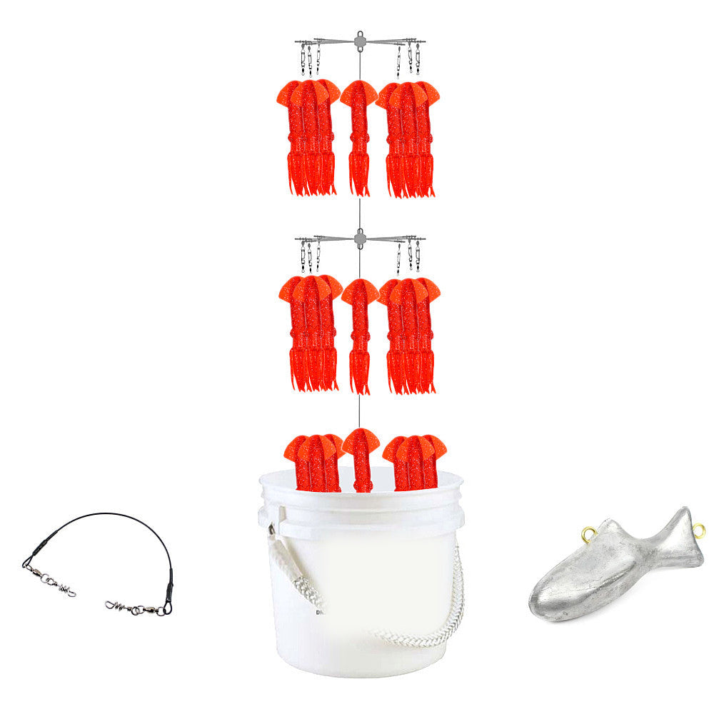 Epic Fishing Co Bucket Dredge - 22 Squids - Red