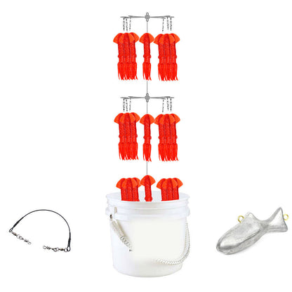 Epic Fishing Co Bucket Dredge - 22 Squids - Red