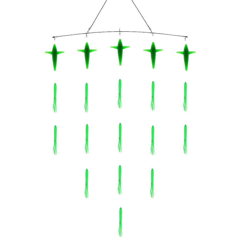 Epic Fishing Co Bulb Squid Spreader Bar Green Bird