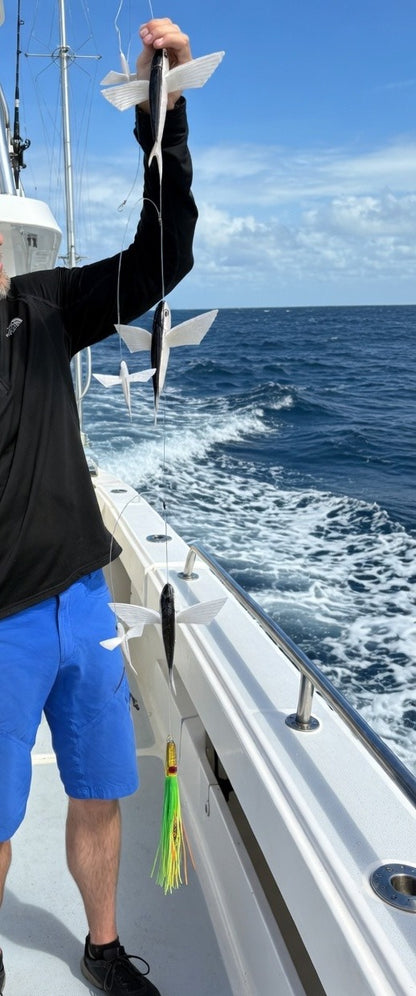 Lifestyle photo of Epic Fishing Co flying fish daisy chain offshore on boat