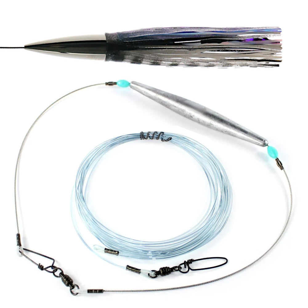 Stainless steel wahoo trolling lure kit black white purple