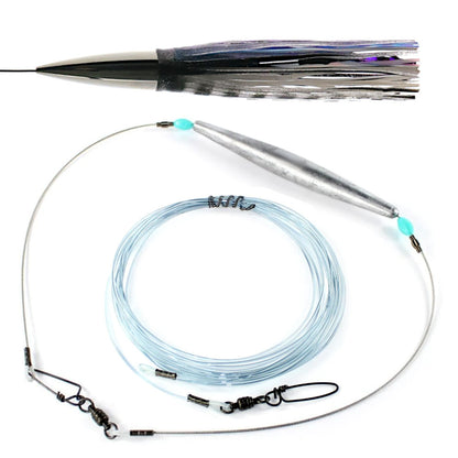 Stainless steel wahoo trolling lure kit black white purple