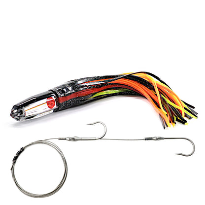 Epic Black Mirror Series Wahoo Lure black red orange rigged