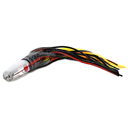 Epic Wahoo Bullet Jet 12 Trolling Lure Black Orange Red Crystal Mirror