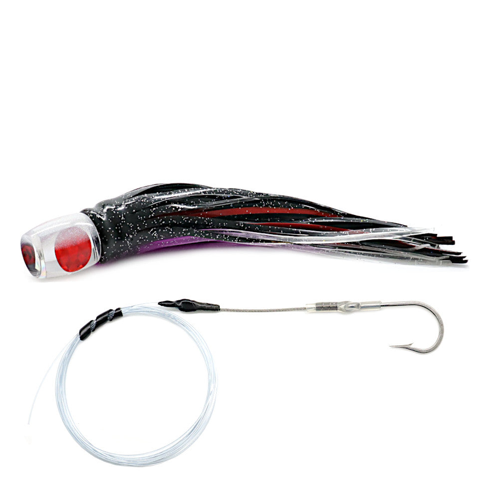 Epic Cup Face Trolling Lure Purple Black Crystal Mirror Rigged