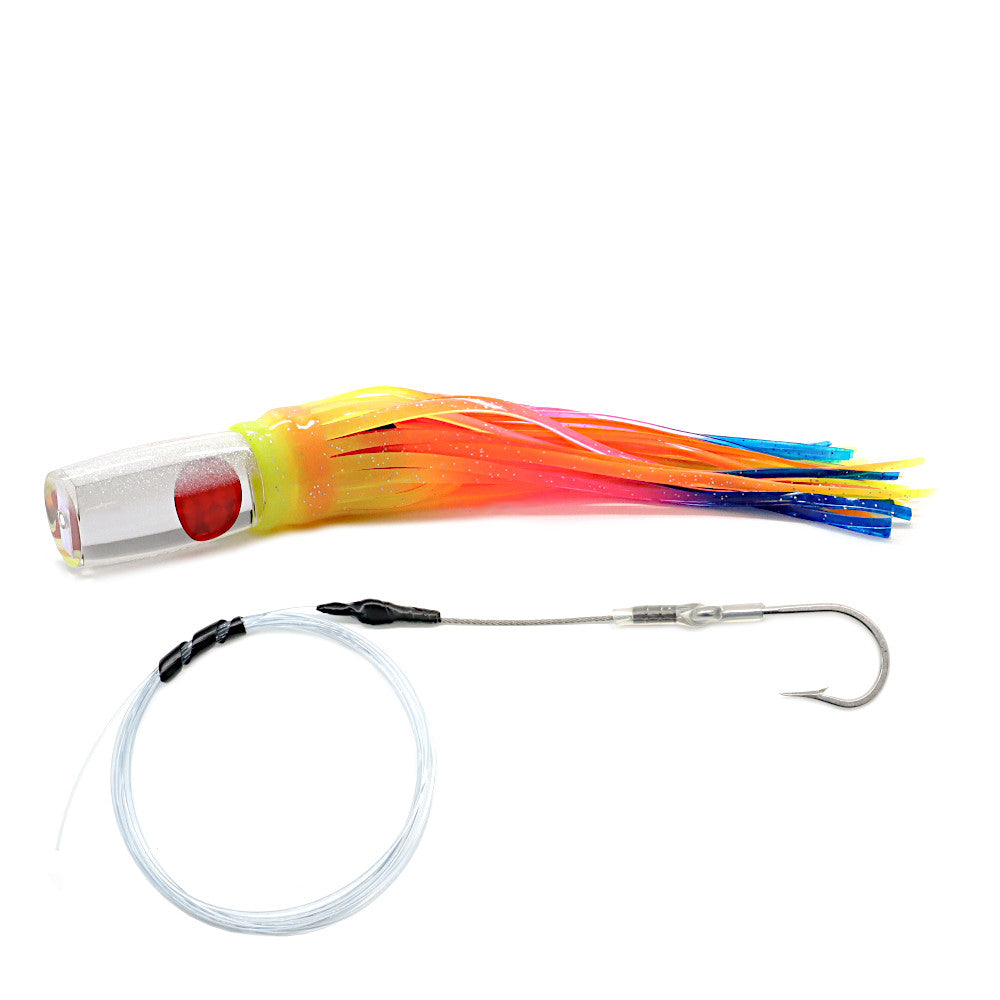 Epic Flat Face 8 Trolling Lure Neon Rainbow Crystal Mirror Rigged