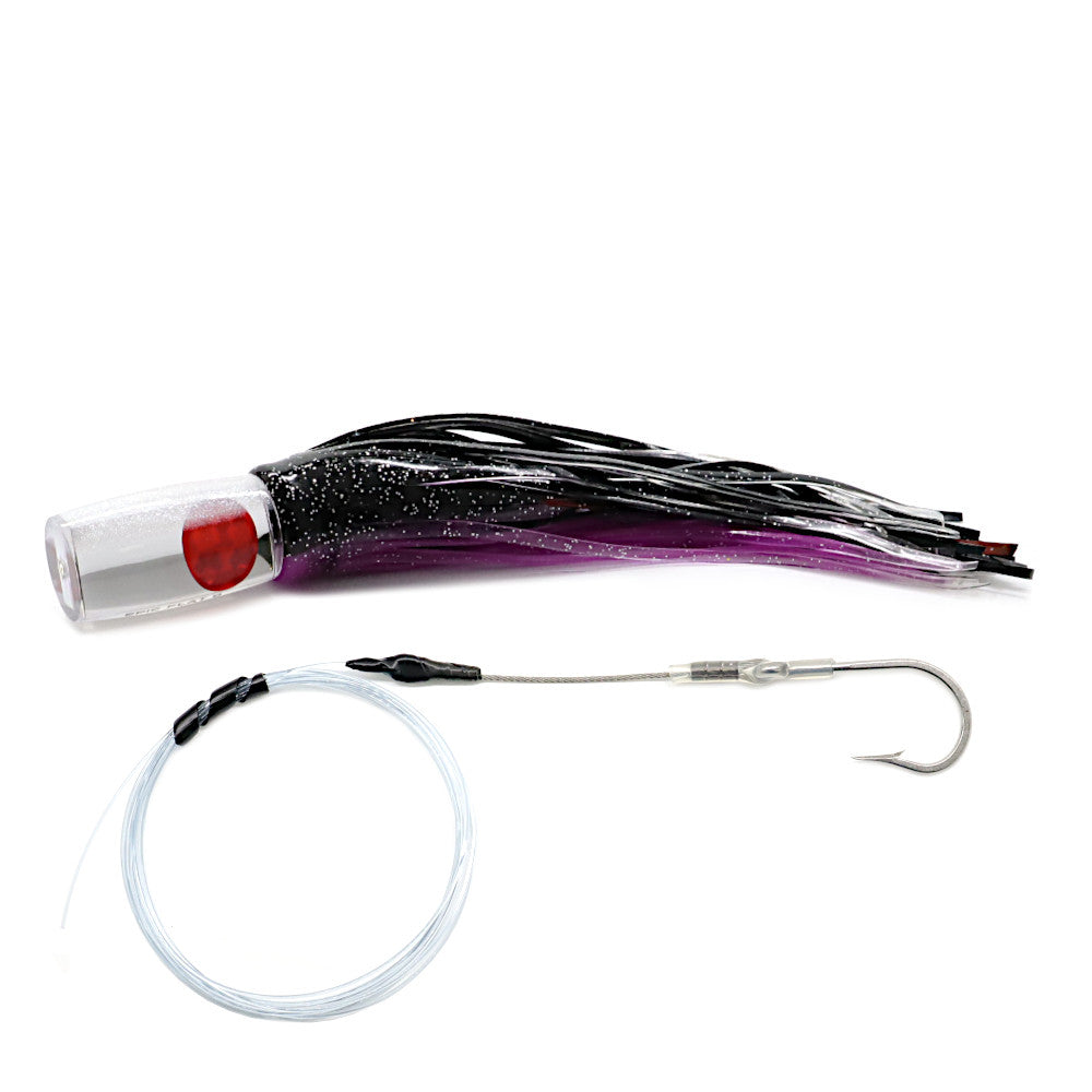 Epic Flat Face 8 Trolling Lure Purple Black Crystal Mirror Rigged