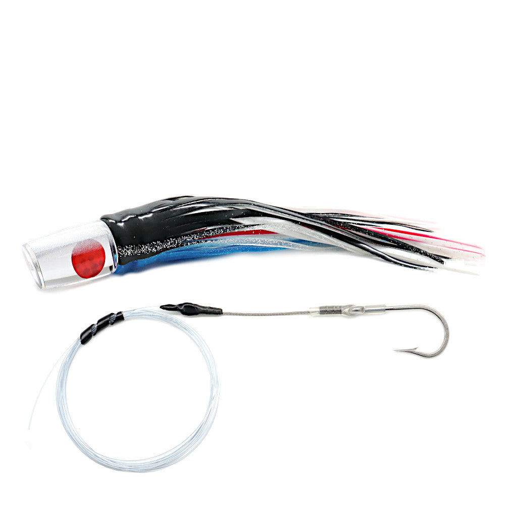 Epic Slant Head Trolling Lure Blue Black Crystal Mirror Rigged