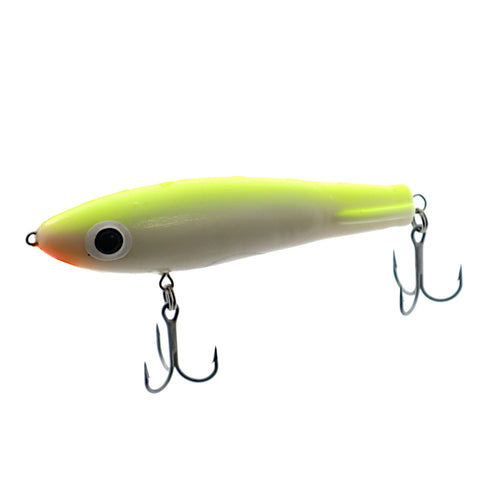 Paul Brown original corky soft twitch bait pearl chartreuse back