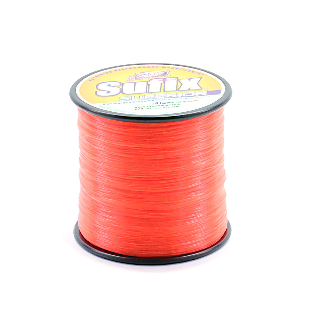 Sufix Superior Monofilament Fishing Line Neon Fire Orange Quarter Pound Spool