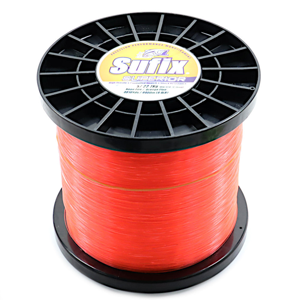 Sufix Superior Neon Fire Mono Line Orange 4.4 lb spool